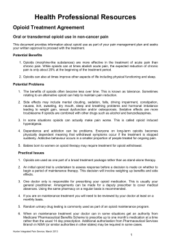 Health Professional Resources Opioid Treatment Agreement