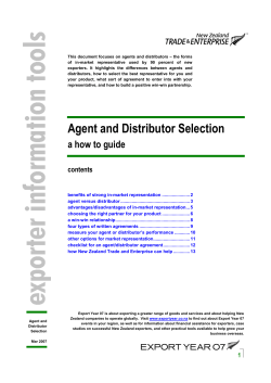 Agent and Distributor Selection