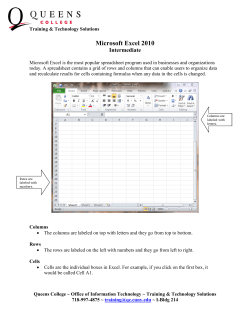 Microsoft Excel 2010 - Queens College