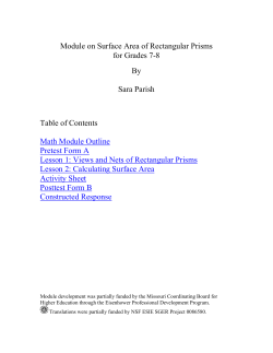 Module on Surface Area of Rectangular Prisms for Grades 7