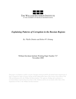 Explaining Patterns of Corruption in the Russian Regions