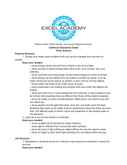 California Standards Grade Three Science Physical Sciences 1