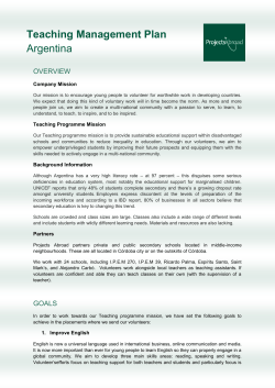 Argentina Teaching Management Plan