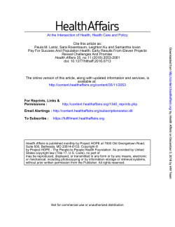 Pay For Success And Population Health: Early Results From Eleven