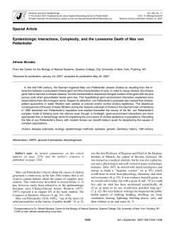 Special Article Epidemiologic Interactions