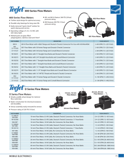 800 Series Flow Meters D Series Flow Meters