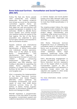 Roma Holocaust Survivors - Humanitarian and Social Programmes