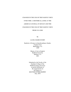 CHANGES IN THE USE OF THE PASSIVE VOICE OVER TIME: A
