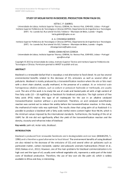 study of molar ratio in biodiesel production from palm oil