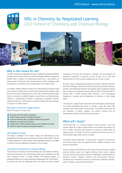 MSc in Chemistry by Negotiated Learning UCD School of Chemistry