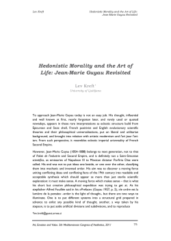 Hedonistic Morality and the Art of Life: Jean