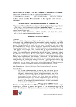 Labour Unions and the Transformation of the Nigerian Civil Service