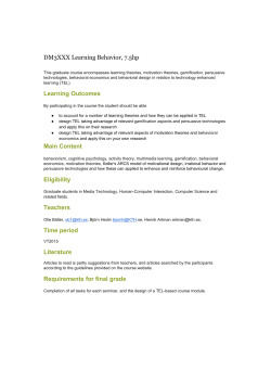 DM3XXX Learning Behavior, 7.5hp Learning Outcomes Main