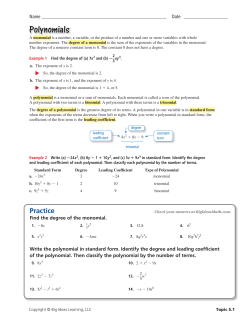 Polynomials - Big Ideas Math