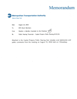 Public Hearing on Capital Projects – Transcript and Comments