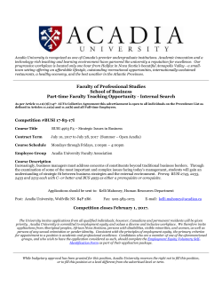 Faculty of Professional Studies School of Business Part