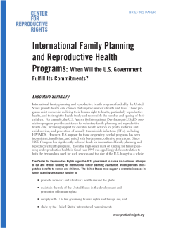 International Family Planning and Reproductive Health Programs