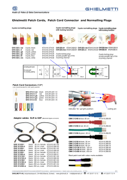 Ghielmetti Patch Cords, Patch Cord Connector and Normalling Plugs