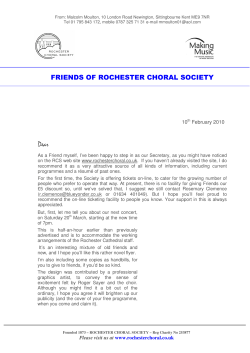 Newsletter 1 - Rochester Choral Society