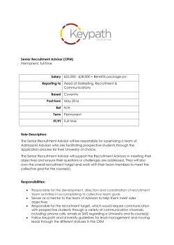 Senior Recruitment Advisor (OPM) Permanent, full time Salary