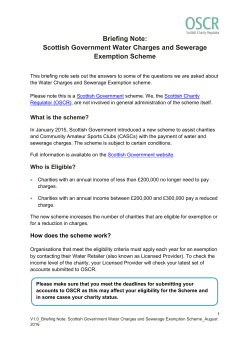 Briefing Note: Scottish Government Water Charges and