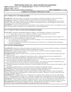 Multi-Unit Plan: Quarter Two – Romeo and Juliet and Argumentation