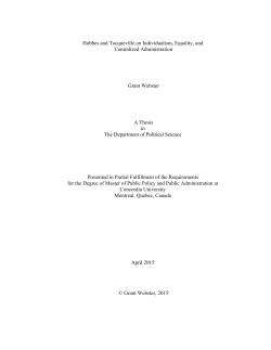 Hobbes and Tocqueville on Individualism, Equality, and Centralized