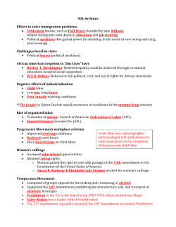 SOL 4e Notes Efforts to solve immigration problems &bull; Settlement