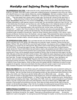 Hardship and Suffering During the Depression