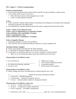 PM: Chapter 9 &ndash; Written Communications Written