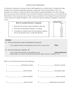MOLECULAR COMPOUNDS A molecular compound is a