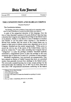 The Constitution and Habeas Corpus