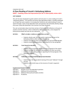 Common Core Exemplar for High School ELA: Lincoln`s Gettysburg