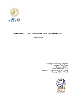 Microfinance 2.0 : Can a crowdsourced model save microfinance