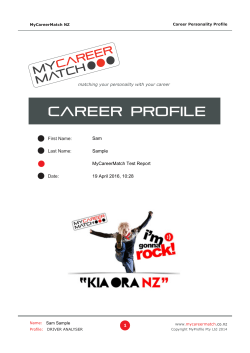 My Career Match Personal Profile