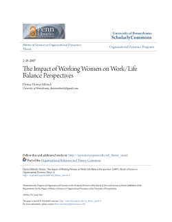 The Impact of Working Women on Work/Life Balance Perspectives