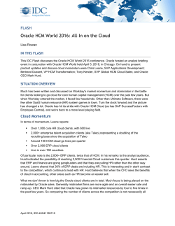 IDC, Oracle HCM World 2016: All