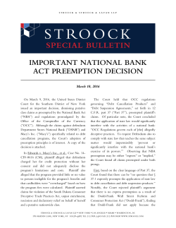 Important National Bank Act Preemption Decision