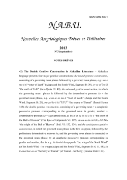 NOTES BRÈVES 42) The Double Genitive Construction in Akkadian