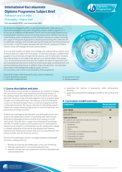 Philosophy&mdash;Higher level - International Baccalaureate