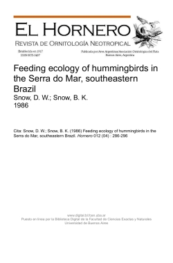 Feeding ecology of hummingbirds in the Serra do Mar, southeaster