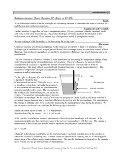 Experiment 8 Thermochemistry - Kingsborough Community College
