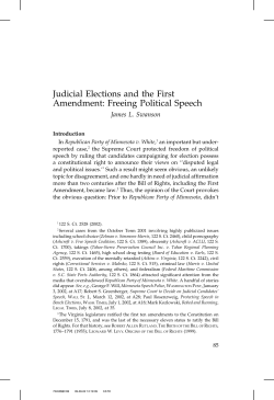 Judicial Elections and the First Amendment: Freeing