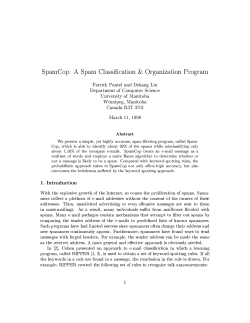 SpamCop: A Spam Classification 2 Organization Program Patrick