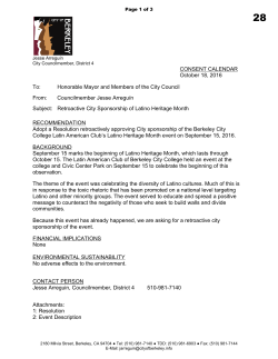 Retroactive City Sponsorship of Latino Heritage Month
