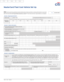 MasterCard Government Fleet Card Vehicle Setup Form