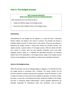 Unit 3: The budget process - Parliamentary Strengthening