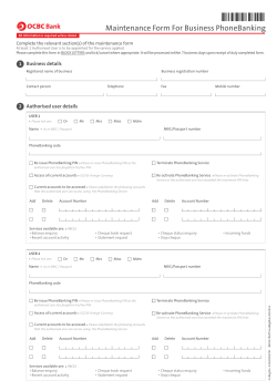 Maintenance Form For Business PhoneBanking