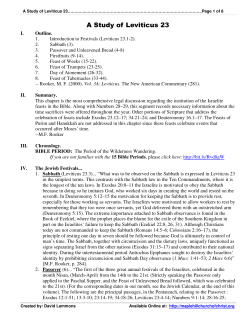 A Study of Leviticus 23 - Maple Hill Church of Christ Online