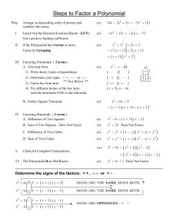 Steps to Factor a Polynomial